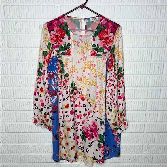 Umgee Floral Multicolor Long Sleeve Dress - Picture 1 of 4